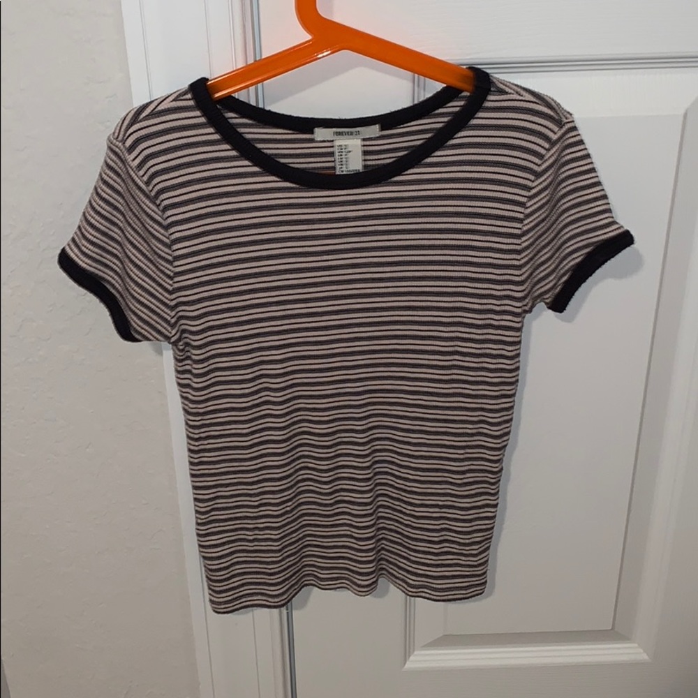 Pink and black striped tee